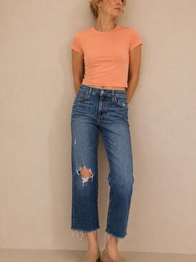 Joe’s Jeans Camrose Distressed High-Rise Cropped Straight Jeans – Size 26